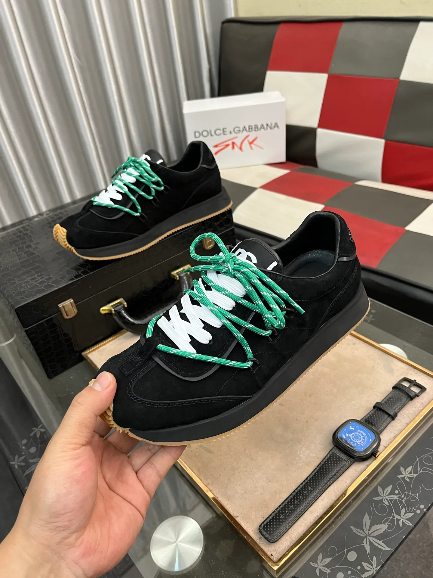 Men's Men's Shoes💰480⌚️⌚️Dolce&Gabbana••DG✔️High-end men's sports•casual shoes. Original goods from top counters. Original imported cowhide, multi-material splicing design ➕Imported cowhide lining, cowhide feet ➕Original TPR elastic outsole.  Size: 38-46